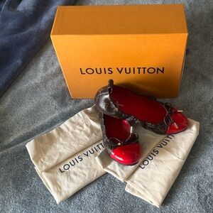 Authentic Louis Vuitton ballerina monogram Flats red brown  size 36